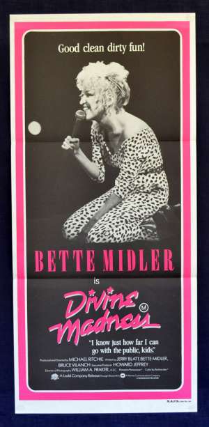 Divine Madness 1980 Daybill Movie Poster Bette Midler Concert Music Tour