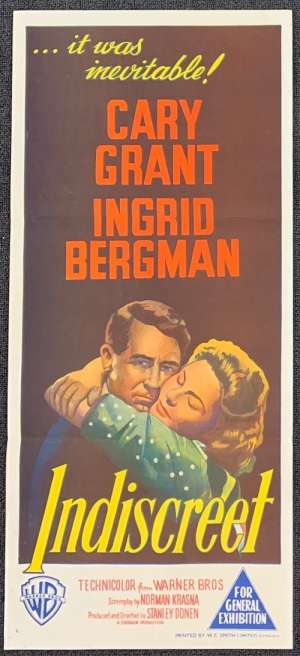 Indiscreet 1958 Daybill movie poster Cary Grant Ingrid Bergman Stanley Donen