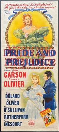 Pride And Predjudice Poster Daybill Original 1940's R.I. Greer Garson