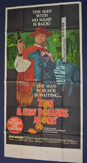 For A Few Dollars More Three Sheet Movie Poster Original 1965 Clint Eastwood