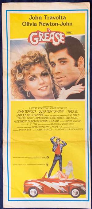Grease Poster Daybill Original 1978 Style A John Travolta Olivia Newton John