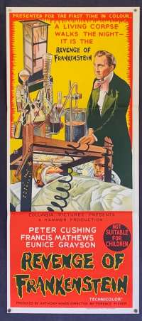 Revenge Of Frankenstein Poster Original Daybill Peter Cushing Hammer Horror