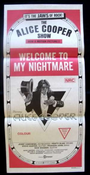 Alice Cooper Welcome To My Nightmare Australian Daybill Poster