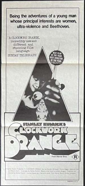 Clockwork Orange Poster Daybill Original Rare 1970s Second Printing