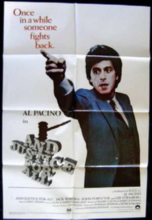 And Justice For All Movie Poster Original One Sheet 1979 Al Pacino Norman Jewison