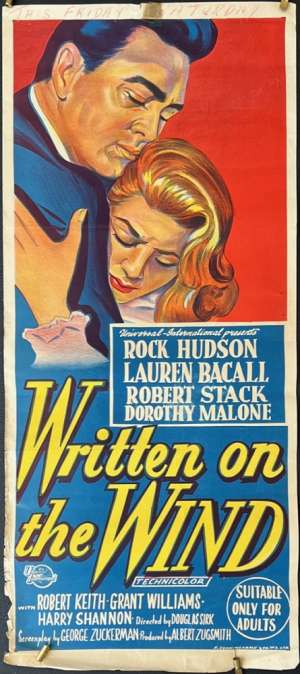 Written On The Wind Poster Original Daybill 1956 Rock Hudson Lauren Bacall