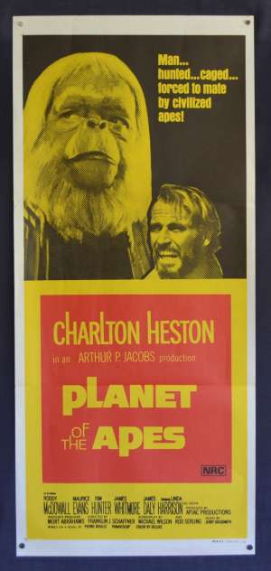 Planet Of The Apes 1968 Daybill Poster Original 1970&#039;s Re-Issue Charlton Heston