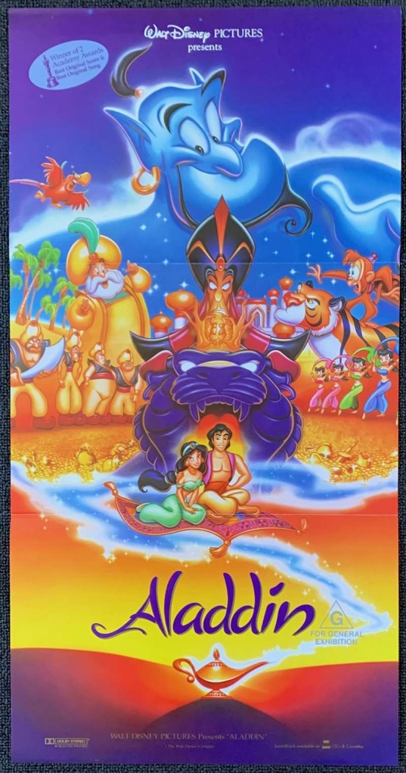 All About Movies - Aladdin Poster Original Daybill 1992 Disney Calvin  Patton Art Robin Williams