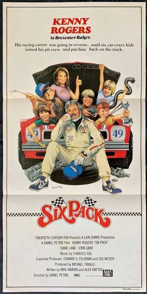 Six Pack Movie Poster Original Daybill 1982 Kenny Rogers Diane Lane