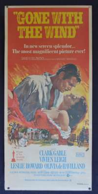 Gone With The Wind Movie Poster Original Daybill 1971 Re-Issue Clark Gable