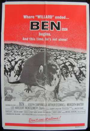 Ben 1972 movie poster Rat Willard Sequel