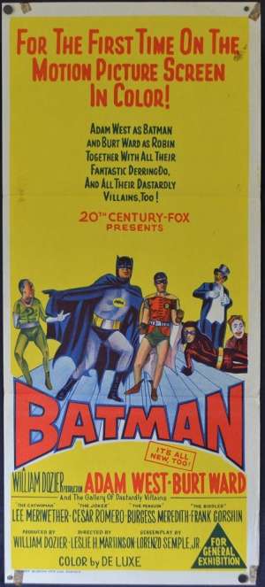 Batman Poster Original Daybill 1966 Adam West Burt Ward Superhero