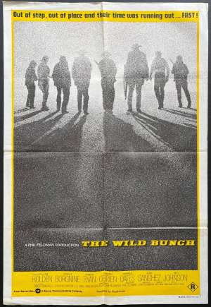 The Wild Bunch Poster One Sheet Original 1970&#039;s RI Rare Yellow Art