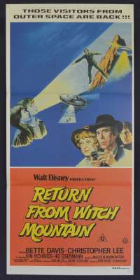 Return From Witch Mountain Movie Poster Original Daybill Bette Davis Christopher Lee