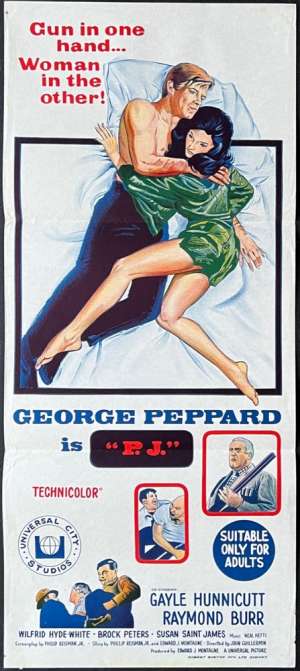 PJ Movie Poster Original Daybill Aka New Face In Hell George Peppard Raymond Burr