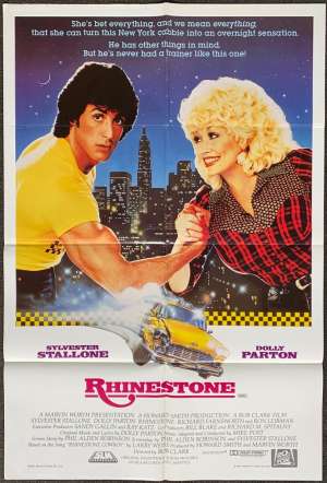 Rhinestone Poster Original One Sheet 1984 Sylvester Stallone Dolly Parton