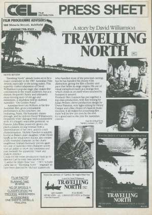 Travelling North Press Sheet Original Rare 1987 Leo McKern Julia Blake