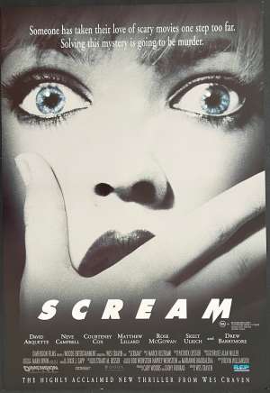 Scream Poster Original One Sheet 1996 Wes Craven Courteney Cox