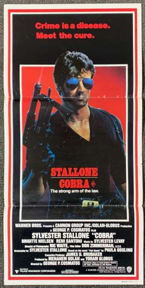 Cobra Poster Daybill Original 1986 Sylvester Stallone Brigitte Nielsen