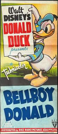 Bellboy Donald Poster Daybill Original Stock Ultra Rare 1942 Disney RKO