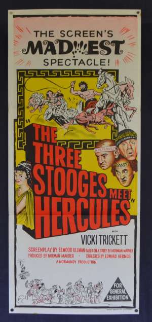 The Three Stooges Meet Hercules Poster Original Daybill 1962 Moe Larry Joe Comedy