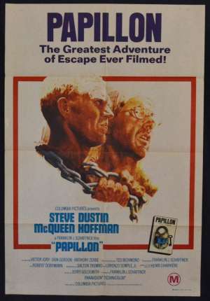 Papillon Poster One Sheet Original 1973 Steve McQueen Dustin Hoffman
