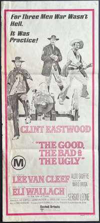 The Good The Bad And The Ugly Poster Original Daybill 1970s RI Clint Eastwood
