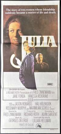 Julia Poster Original Daybill 1977 Jane Fonda Fred Zinnemann Vanessa Redgrave