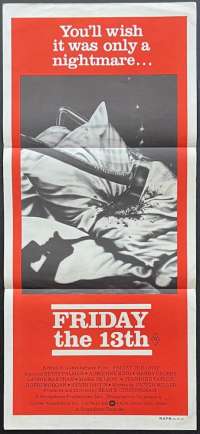 Friday The 13th 1980 Daybill movie poster Kevin Bacon Betsy Palmer