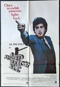 And Justice For All Movie Poster Original One Sheet 1979 Al Pacino Norman Jewison